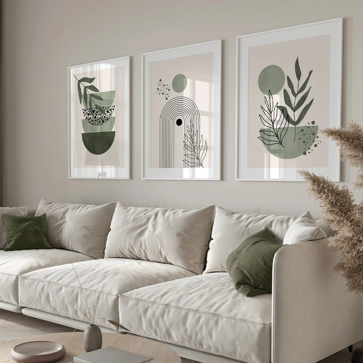 Bohemian Sage Green Geometric Canvas