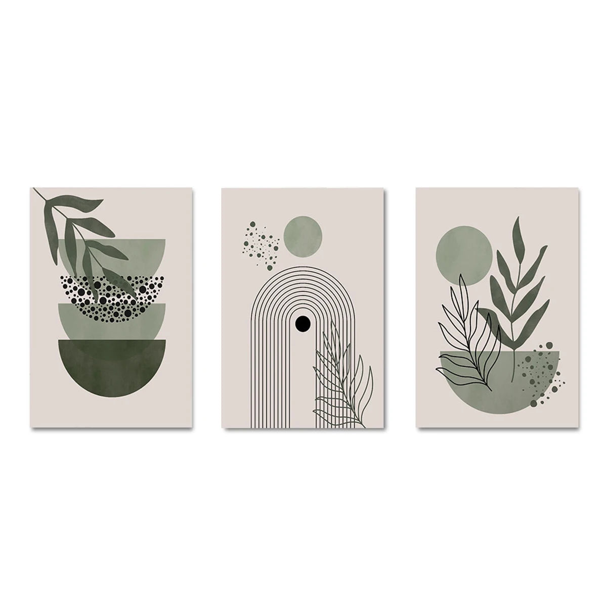 Bohemian Sage Green Geometric Canvas