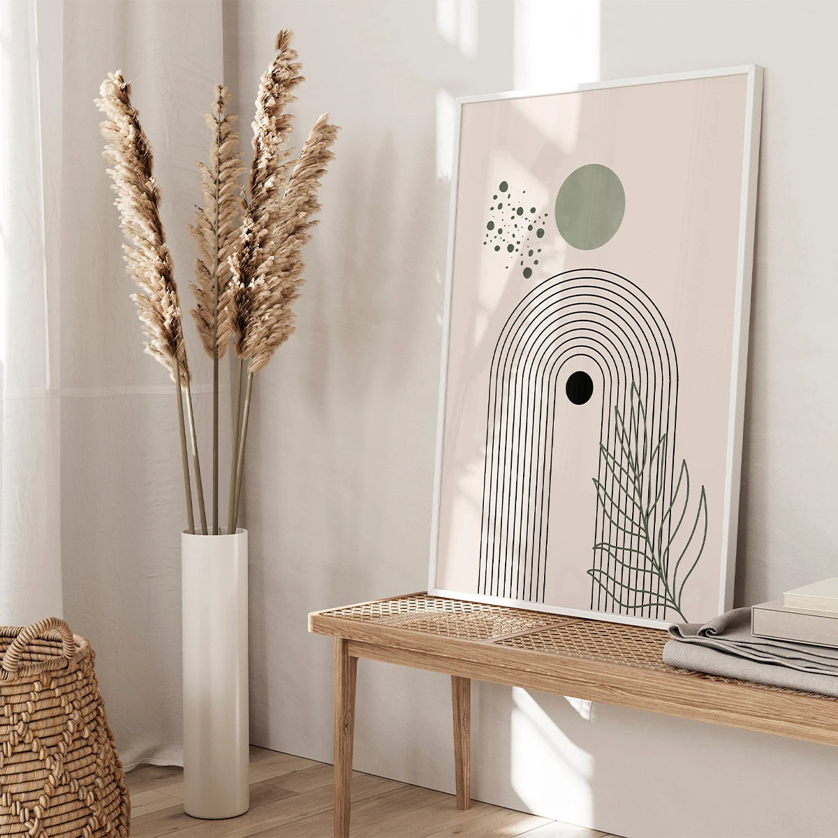 Bohemian Sage Green Geometric Canvas