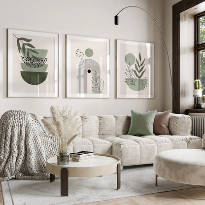 Bohemian Sage Green Geometric Canvas