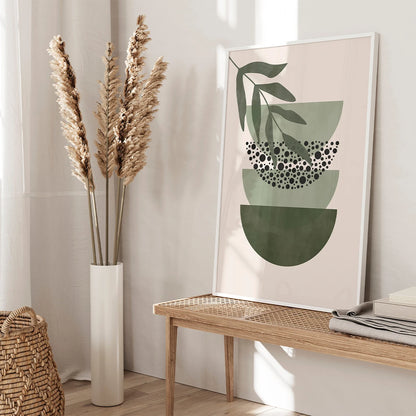 Bohemian Sage Green Geometric Canvas