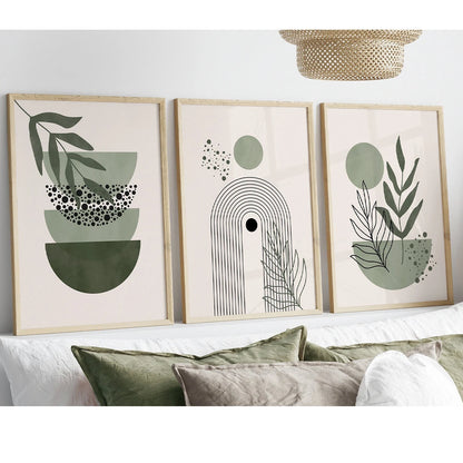 Bohemian Sage Green Geometric Canvas